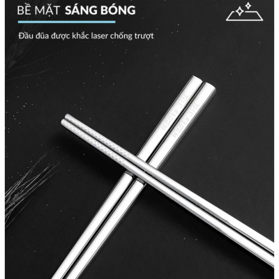 Bộ Đũa inox 10 Đôi Haatz CIM316 - Đũa inox 316L Siêu Bền, An Toàn Cho Sức Khoẻ, Bảo Hành 24 Tháng