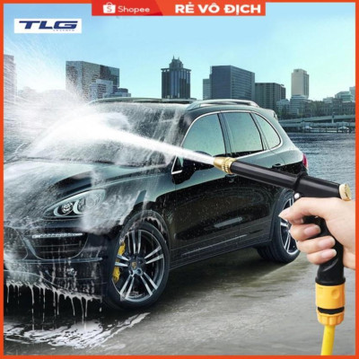 Bộ dây và vòi xịt rửa xe tưới cây tăng áp,vòi xịt rửa,vòi tưới cây 810-2621 (dây vàng- cút nối đen)