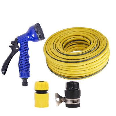 Bộ dây tăng áp 3 lần vòi xịt nước rửa xe, tưới cây loại 20m (cút nhựa nối nhựa đen 713-2) 206843