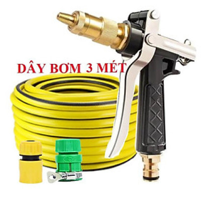 Bộ dây vòi xịt nước rửa xe, tưới cây . tăng áp 3 lần, loại 3m, 5m 206236Eđầu đồng, cút+ tặng túi đựng bút