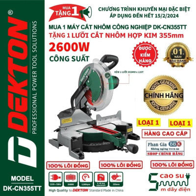 Máy cắt nhôm DEKTON 355mm 2600W, Chạy trực tiếp- Tặng lưỡi cắt nhôm 355mm