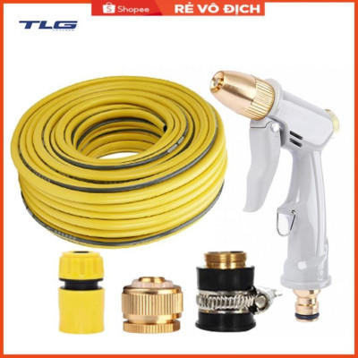 Bộ dây vòi xịt nước tưới cây rửa xe,tăng áp 3 lần, loại 15m (cút nhựa nối đồng nhựa) 206846