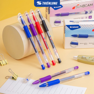 Combo 5/10/20 Bút Gel Thiên Long GEL-08 ngòi 0.5mm mực xanh đỏ đen tìm có nắp đậy, đệm cầm tay phù hợp cho học sinh