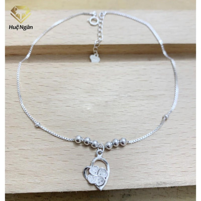 Lắc chân bạc Ý 925 Huệ Ngân -Cỏ bốn lá và tim RYBJ50060