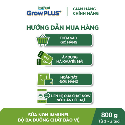 Sữa bột Nutifood GrowPLUS+ Sữa Non Immunel trên 1 tuổi Lon 800g