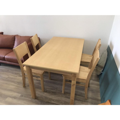 Bộ bàn ăn cherry tự nhiên 1m4 + 4 ghế cherry  Thương hiệu Nội Thất Bình Long 