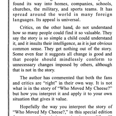 Who Moved My Cheese For Teens