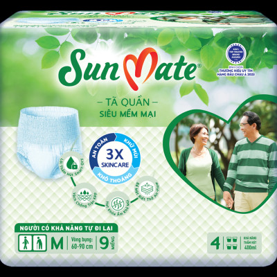 Combo 2 Tã Quần Người Lớn Sunmate Mềm Mại M9 (9 Miếng)