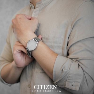Đồng Hồ Nam Citizen Dây Kim Loại Máy Eco-Drive AU1060-51A - Mặt Trắng