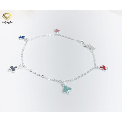 Lắc chân bạc Ý 925 Huệ Ngân-Cỏ Ba Lá May Mắn JL002