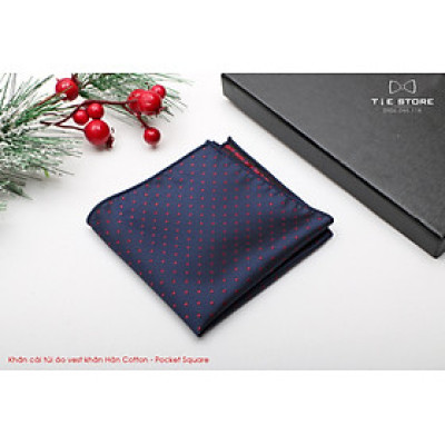 Khăn Cài Túi Áo Vest - Pocket Square - Phụ Kiện Cài Áo xanh chấm bi
