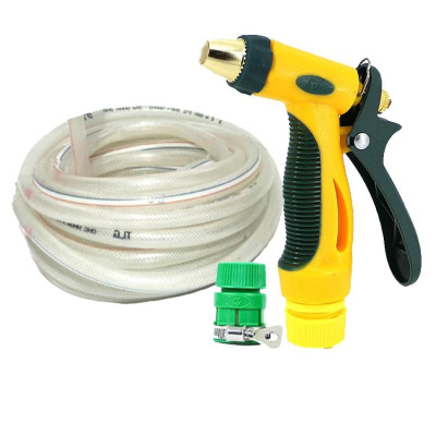 Bộ dây vòi xịt nước rửa xe,tưới cây tăng áp 3 lần 15M( nối nhựa xanh) 206317