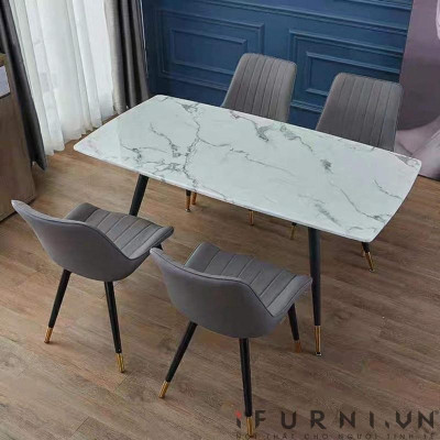 bộ bàn ghế loft trám  bàn mặt đá