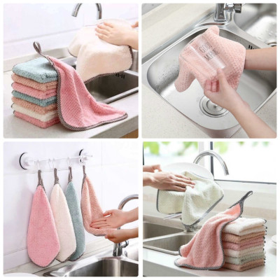 Set 10 Khăn Lau Tay, Chén Dĩa Nhà Bếp Chất Liệu Sợi Len Siêu Thấm - Giao Màu Ngẫu Nhiên