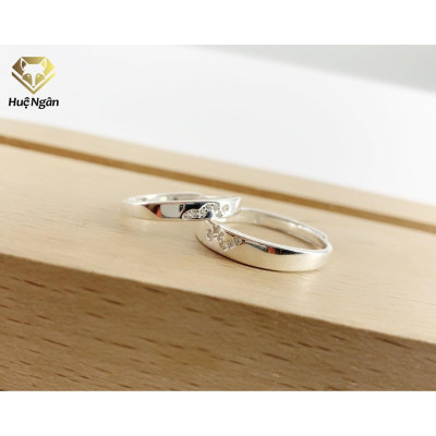 Nhẫn đôi bạc Ý 925 Huệ Ngân - Trái Tim Thủy Chung RR1696