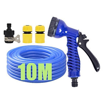 Bộ dây tăng áp 3 lần vòi xịt nước rửa xe, tưới cây loại 7-10m (cút nhựa nối nhựa đen) 206843