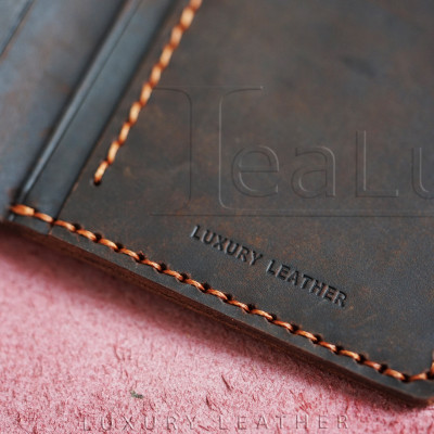 Ví Đứng Da Sáp Đựng Giấy Tờ Cũ Handmade Lealux The Stand Wallet