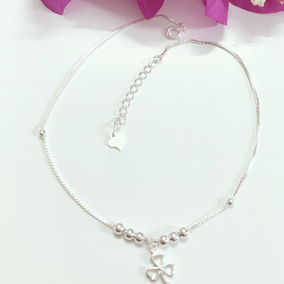 Lắc chân bạc nữ trang sức bạc Ý S925 Huệ Ngân - Cỏ ba lá may mắn RYBJ50059