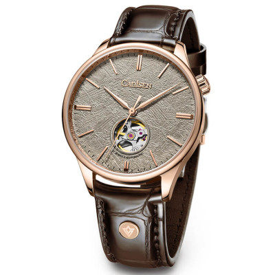 Đồng Hồ Nam Cadisen C8187G Chính Hãng Full Box Chống Nước Kính Chống Xước Dây Da BH 2 Năm Máy Cơ