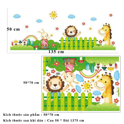 Decal dán tường hàng rào động vật cho bé ZOOYOO XL7181