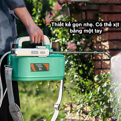 Bình Xịt Điện 5L Đeo Vai Sạc Pin Đa Năng – 3 Chế Độ Phun, Vòi Xịt Dài Tưới Cây, Vệ Sinh Sân Vườn, Chăm Sóc Vườn