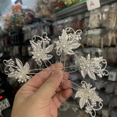 Bộ 5 trâm u đính hạt trai hợp kim cài tóc cô dâu Giangpkc 10/2021 -02