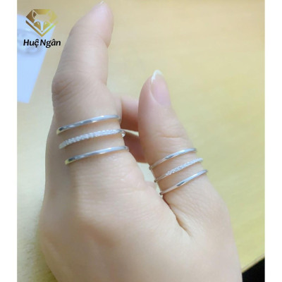 Nhẫn bạc Ý 925 Huệ Ngân - 3 Mảnh cá tính RR1705