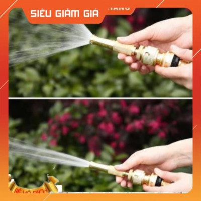 Bộ vòi xịt nước tưới cây đa năng tăng áp lực nước kèm dây tưới dạng lò xo co dãn 587814 loại 10m