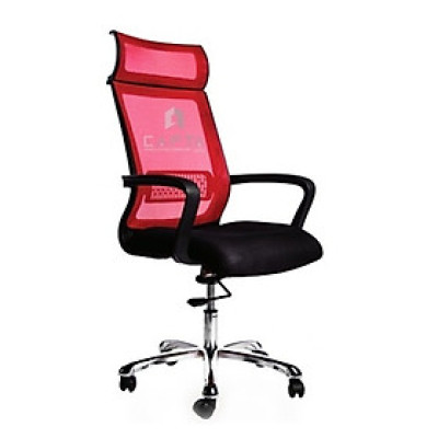 Ghế Trưởng phòng lưng lưới màu đỏ có tựa đầu chân xoay màu đen CM4225-M Nội thất Capta