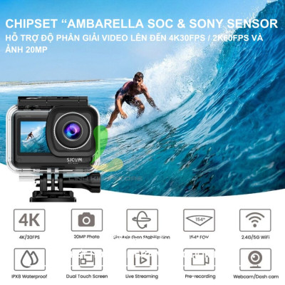 Camera hành trình Sjcam SJ11 Active 4K full HD DV Camera wifi - Máy quay hành động 2 màn hình, khả năng chống nước 30m - Hàng nhập khẩu
