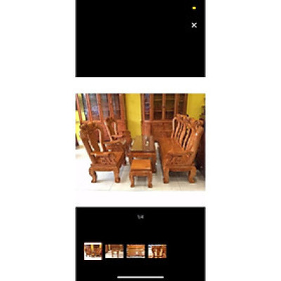 Bộ bàn ghế chạm đào tay rồng gỗ gõ đỏ tay 10