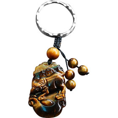 Móc Khóa 12 Con Giáp (Tuổi Sửu) Đá Mắt Hổ Ngọc Quý Gemstones MD37