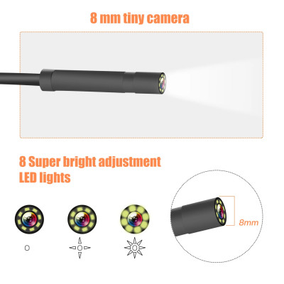 Camera Nội Soi Công Nghiệp Chống Nước P40 Chống Nước IP67 Với Màn Hình 4.3 Inch 1080P Camera 8 LED Đường Kính 8mm. P40 8mm Industrial Endoscope Camera 4.3