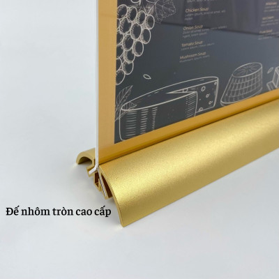 Kệ menu nhà hàng, Standee mica để bàn, Bảng quét mã QR Code, Kệ mica 2 mặt Enter E38 150x210mm đế nhôm cao cấp A5