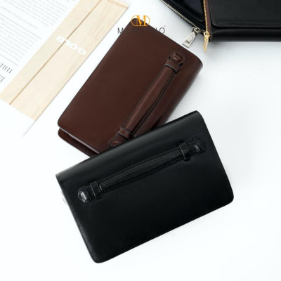 Clutch Ví Cầm Tay Nam, Nữ Mandino 2 Ngăn Khóa Kéo Da Bò Nappa Nhỏ Gọn Tiện Dụng CT521