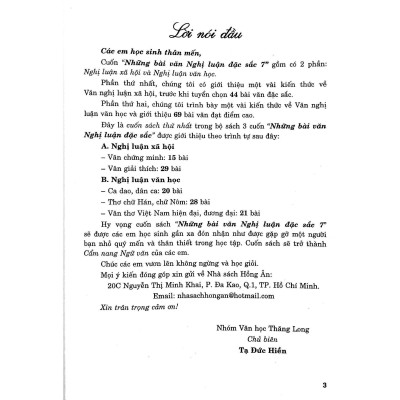 Sách - Những Bài Văn Nghị Luận Đặc Sắc Lớp 7 - Dùng Chung Cho Các Bộ SGK Hiện Hành - Hồng Ân