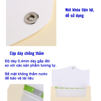 Cặp Đựng Tài Liệu Văn Phòng Phẩm NASI TL1002 nhiều ngăn khổ A4 13 ngăn phân trang tiện lợi tập file đựng lưu trữ hồ sơ văn phòng học sinh sinh viên túi đựng tài liệu nhựa PP cao cấp