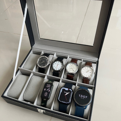 Hộp Đựng Đồng Hồ 10 Cái SAIKE SAIKE S108 Vỏ Da Màu Đen Lót Xám