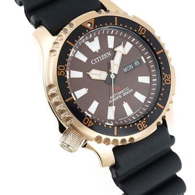 Đồng Hồ Citizen Nam Cơ-Automatic Dây Cao Su NY0083-14X - Mặt Nâu Đỏ