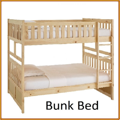 Giường 2 tầng Tundo màu tự nhiên cầu thang treo 1m2