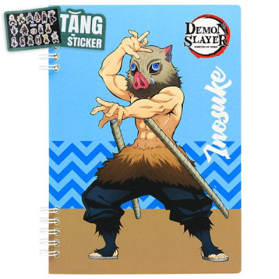 Sổ Lò Xo A5 - Kẻ Ngang - 120 Trang 100gsm - Nhân Vật Demon Slayer - Thiên Long MB-023/DS - Inosuke - Tặng Kèm Sticker Demon Slayer