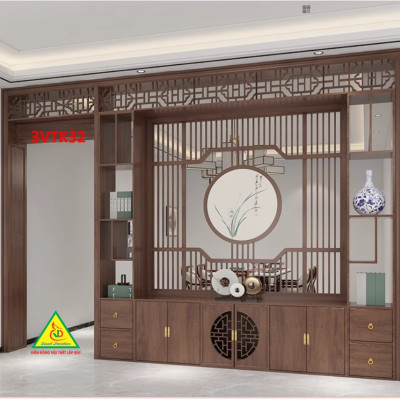 Vách ngăn phòng khách , vách ngăn phòng khách hiện đại 3VTK32 - Nội thất lắp ráp Viễn Đông Adv
