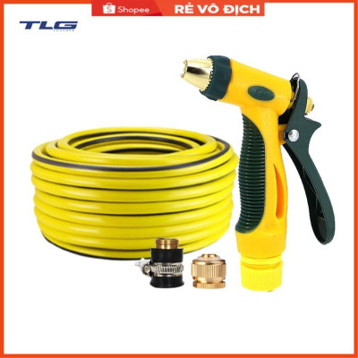 Bộ dây vòi xịt nước rửa xe, tưới cây tăng áp 3 lần,loại 3-5M (nối đồng nhựa đen) 206317