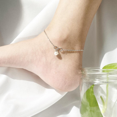 Lắc chân bạc 925 vô cực treo trai và lá xinh xắn dễ thương Dế Bạc – LC4382