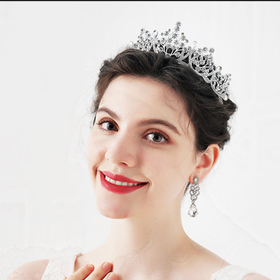 Vương miện đính đá nữ hoàng phụ kiện cưới trang điểm make up cô dâu