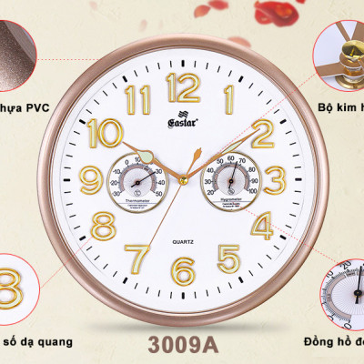 Đồng Hồ EASTAR KIM TRÔI SỐ NỔI 3D Có DẠ QUANG và NHIỆT ẨM KẾ CƠ (Không Dùng Pin) - Màu Trắng - Tặng Pin Maxell