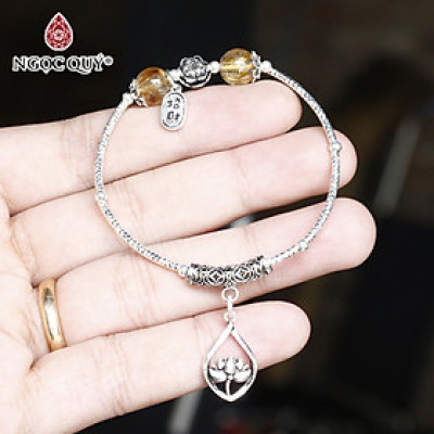 Lắc bạc đá thạch anh tóc vàng AAA mệnh thủy, kim - Ngọc Quý Gemstones