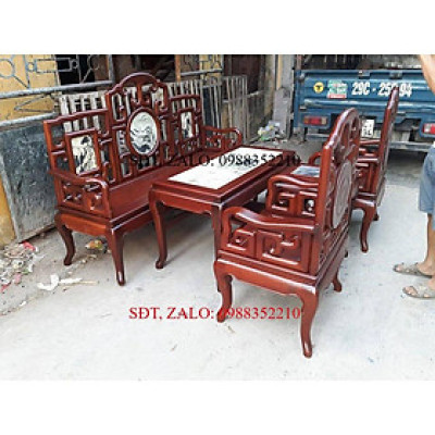 Bộ Bàn Ghế Guột Móc Mỏ Khảm Đá Gỗ Gụ