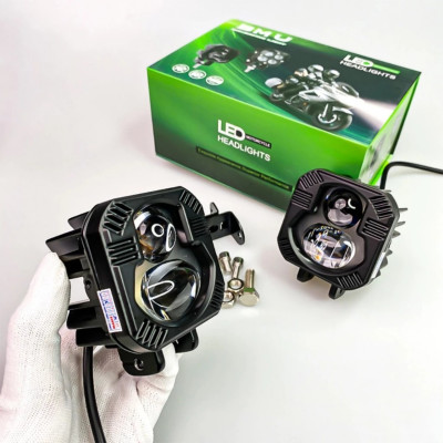 Đèn Trợ Sáng Bi Cầu BMU P66 55W/12.24V/DC lắp ô tô xe máy Sáng 2 Màu có trợ Pha Laser