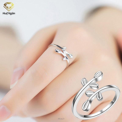 Nhẫn bạc 925 Huệ Ngân - Lá nhỏ trơn không đá free size RR1623